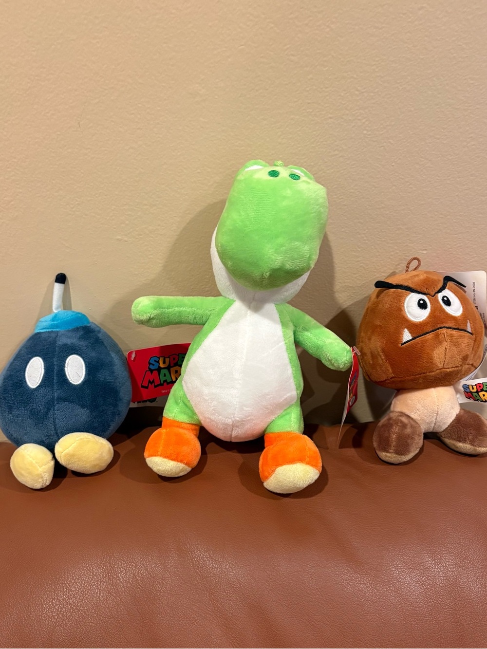 Super Mario Plush Bundle (Set of 3) - Yoshi, Goomba, & Bob-Omb NWT